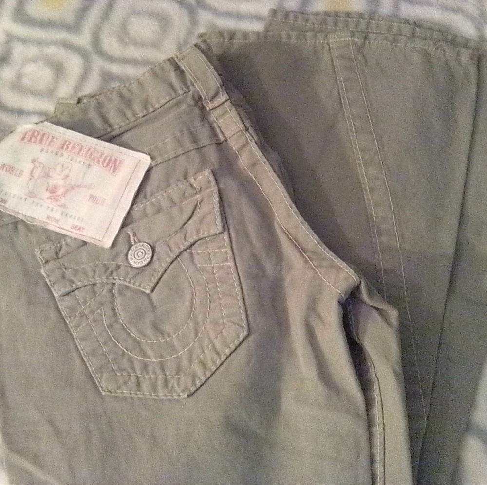 New "True Religion" Olive Green flare Brand Jeans w/tags for $216.